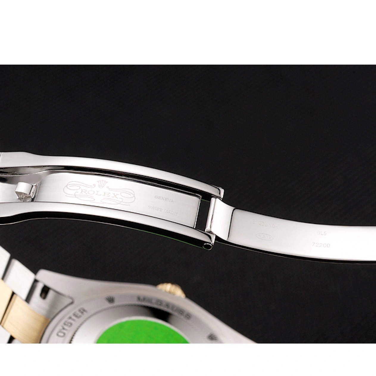 AAA replica watch 1454105 Bracelet Swiss Two Diamonds Black Rolex Dial Tone And Day-Date Rubies 1014